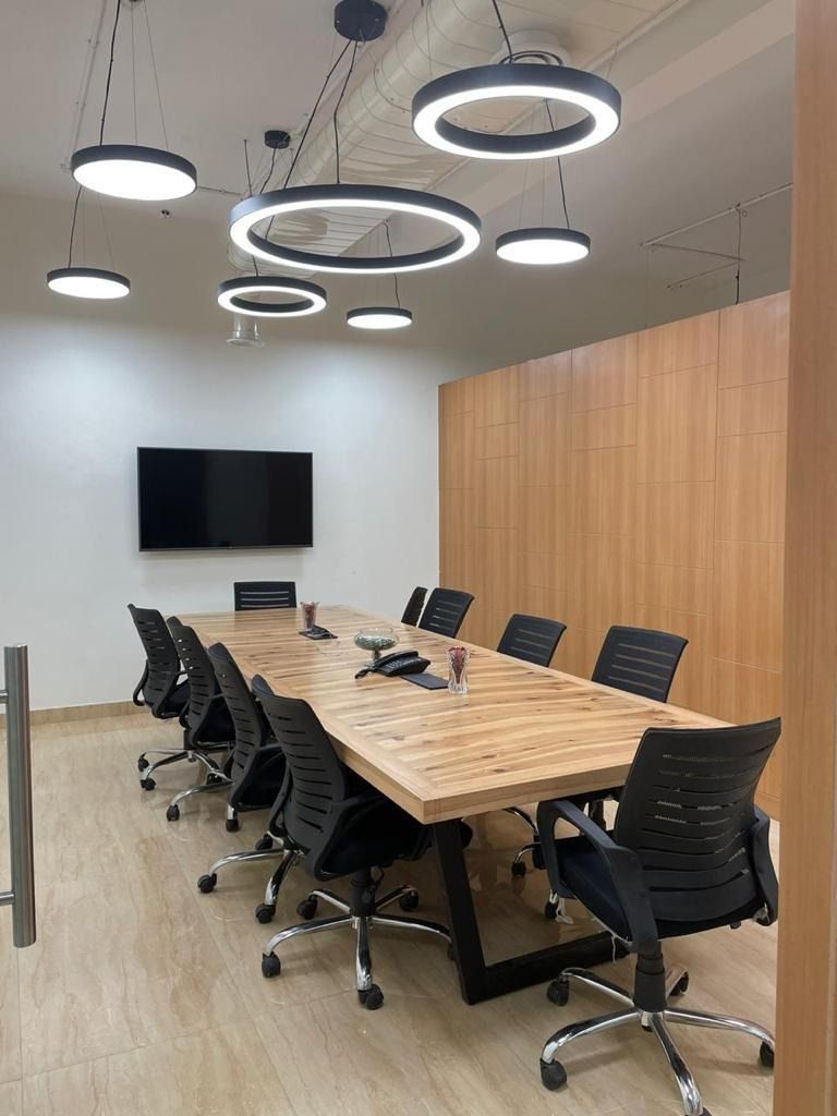 Executive Boardroom Suite with Natural Teak Veneer Table & Cable Ports #6